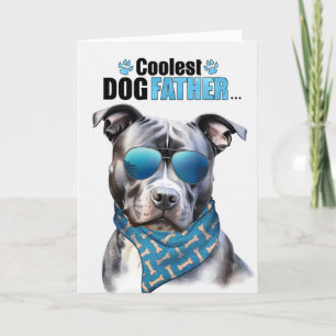 Cartes Pour Fêtes Annuelles Bleu Nez Chien Taureau Coolest Papa Fête des pères