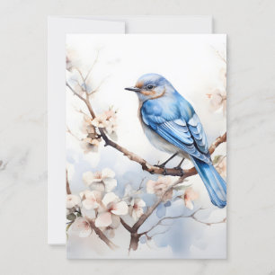 Cartes Pour Fêtes Annuelles Bleu printanier dans l'arbre florissant
