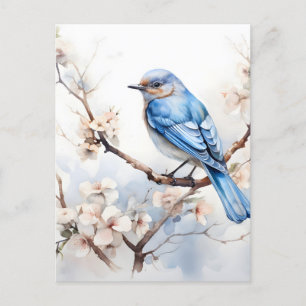 Cartes Pour Fêtes Annuelles Bleu printanier dans l'arbre florissant