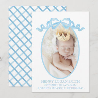 Cartes Pour Fêtes Annuelles Bleu Ruban Bow Aquarelle En vichy bébé garçon