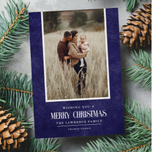 Cartes Pour Fêtes Annuelles Bleu rustique violet hiver Noël photo unique