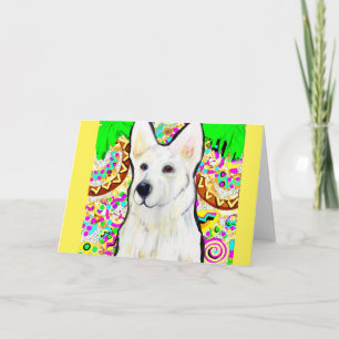 Cartes Pour Fêtes Annuelles Bling berger allemand blanc