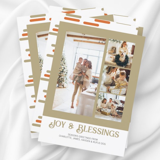 Cartes Pour Fêtes Annuelles Bloc moderne 4 Photo Noël personnalisé (Modern Block 4 Photo Christmas Personalized Holiday Cards from Ricaso)