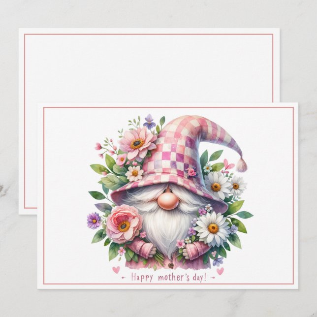 Cartes Pour Fêtes Annuelles Blooming Love : Gnome de la fête des mères (Devant / Derrière)