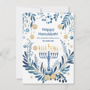 Cartes Pour Fêtes Annuelles Blooms Hanoukka de rayon de texte personnalisé