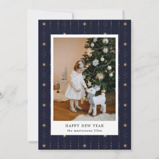 Cartes Pour Fêtes Annuelles Blue And Gold Stars Wallpaper Photo Holiday Card