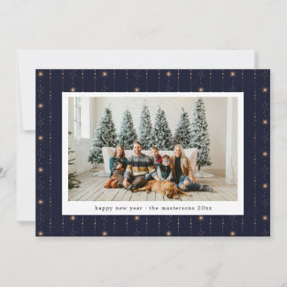 Cartes Pour Fêtes Annuelles Blue And Gold Stars Wallpaper Photo Holiday Card