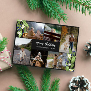 Cartes Pour Fêtes Annuelles Blue Berry Green Photo Collage Joyeux Noël