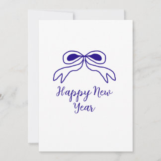 Cartes Pour Fêtes Annuelles Blue bow happy new year name date simple minimal