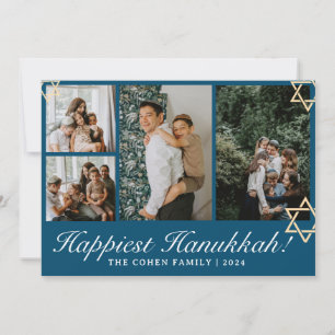 Cartes Pour Fêtes Annuelles Blue Calligraphy Happiest famille Hanoukka 4 photo
