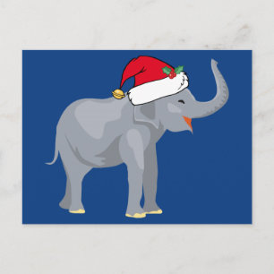 Cartes Pour Fêtes Annuelles Blue Elephant Noël mignon animal Père Noël