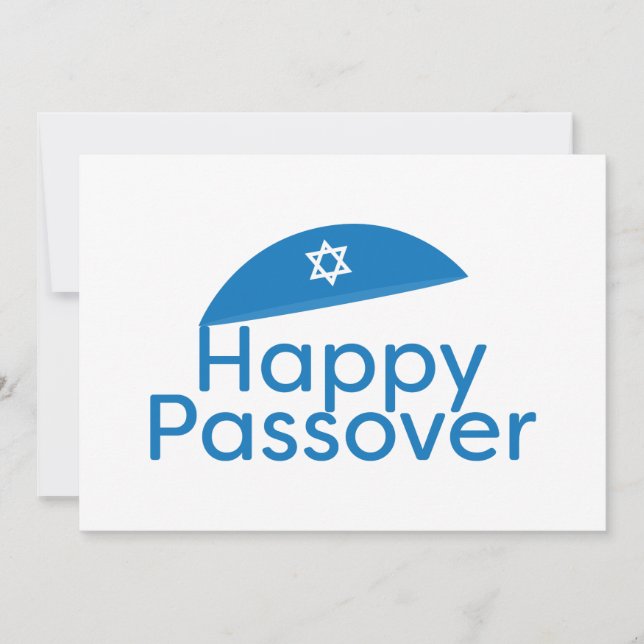 Cartes Pour Fêtes Annuelles Blue Happy Passover Salutation avec Kippah (Devant)