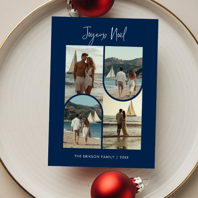 Cartes Pour Fêtes Annuelles Blue Joyeux Noël French Christmas photo nouvelleme (Créateur téléchargé)