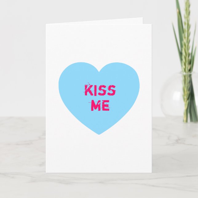 Cartes Pour Fêtes Annuelles Blue Kiss Me Conversation Coeur (Devant)