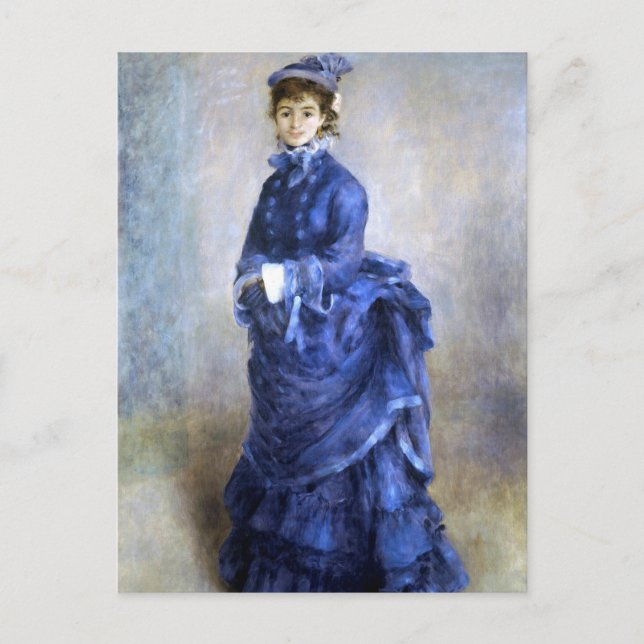 Cartes Pour Fêtes Annuelles Blue Lady Parisienne Renoir Impressionniste Peintu (Devant)