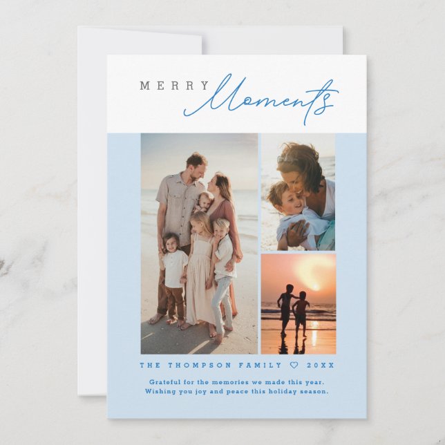 Cartes Pour Fêtes Annuelles Blue Merry Moments coastal photo collage  (Devant)