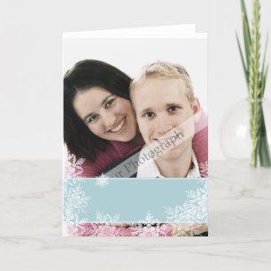 Cartes Pour Fêtes Annuelles Blue Ribbon with Snowflakes