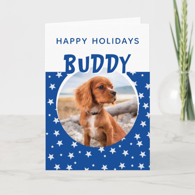 Cartes Pour Fêtes Annuelles Blue Star Motif Chien Chien Chien Chien Photo (Devant)