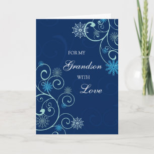 Cartes Pour Fêtes Annuelles Blue Swils Grandson Merry Christmas Card
