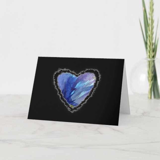 Cartes Pour Fêtes Annuelles Blue Waterco Coeur Abstrait Romance Valentine Love (Devant)