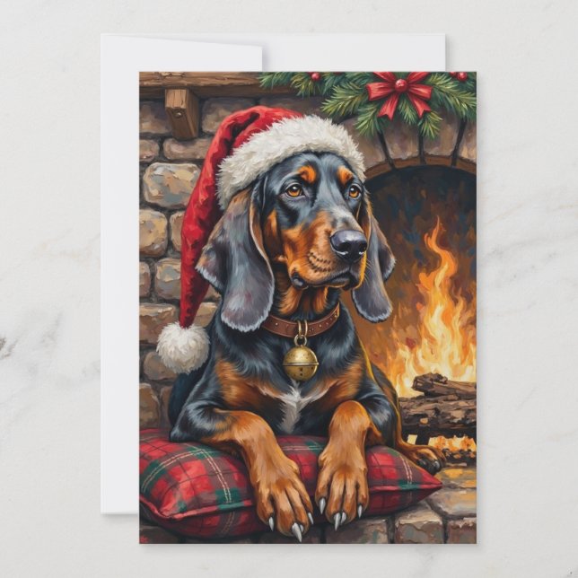 Cartes Pour Fêtes Annuelles Bluetick Coonhound Dog Cozy Lodge Christmas (Devant)