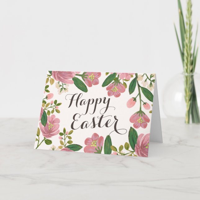 Cartes Pour Fêtes Annuelles Blush Bouquet Pâques (Devant)