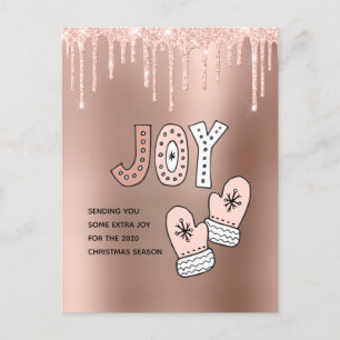 Cartes Pour Fêtes Annuelles Blush et Rose Gold Envoi Joy pour Noël 2020