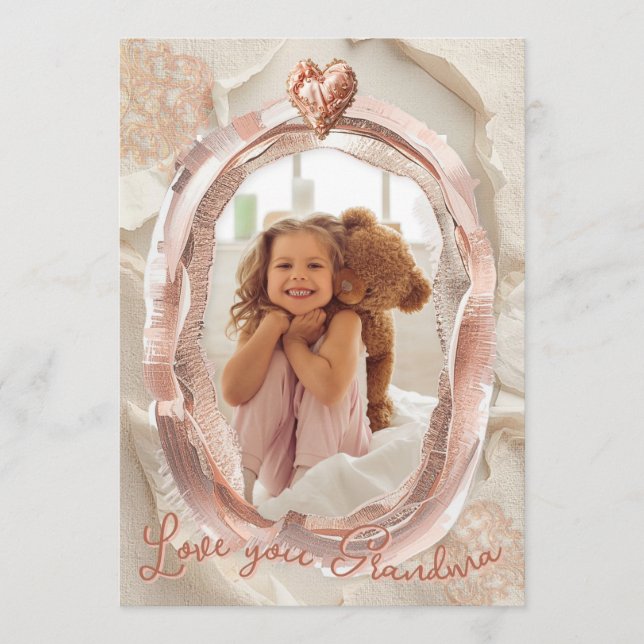 Cartes Pour Fêtes Annuelles Blush Heirloom Heart Photo Frame Loving Keepsake (Devant)