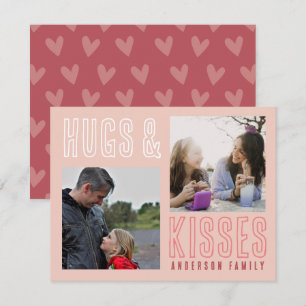Cartes Pour Fêtes Annuelles Blush Pink Hueries et Baisers 2 Photo de famille V