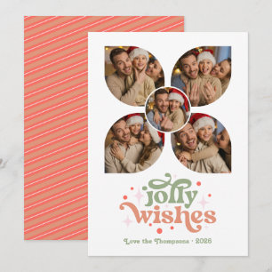 Cartes Pour Fêtes Annuelles Blush & Sage Collage Photo Rétro Noël