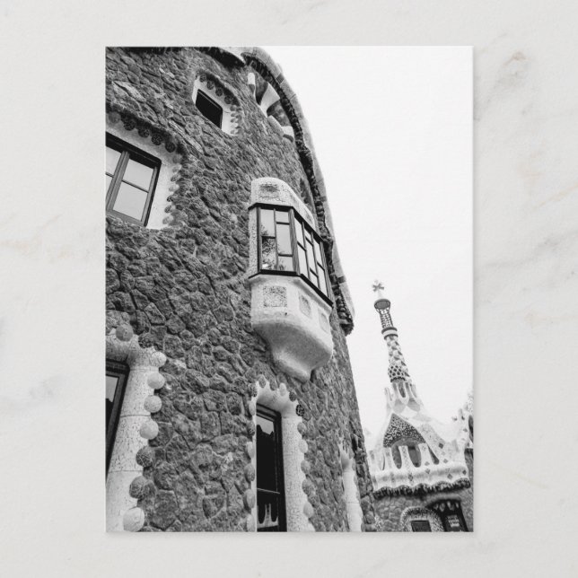 Cartes Pour Fêtes Annuelles Bnw Building dans le Parc Güell à Barcelone (Devant)