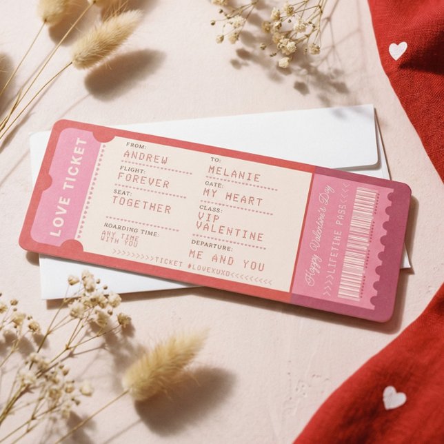 Cartes Pour Fêtes Annuelles Boarding Pass To Love Plane Ticket Valentine's Day (Boarding Pass To Love Plane Ticket Valentine's Day Holiday Card)
