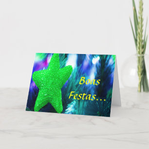 Cartes Pour Fêtes Annuelles Boas Festas e um feliz Ano Novo Green Star II