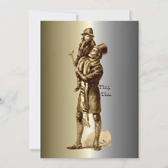 Cartes Pour Fêtes Annuelles Bob Cratchit et Tiny Tim Christmas Carol (Devant)