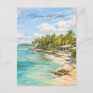 Cartes Pour Fêtes Annuelles Bocas del Toro Panama Plage Éco-Tourisme Aquarelle
