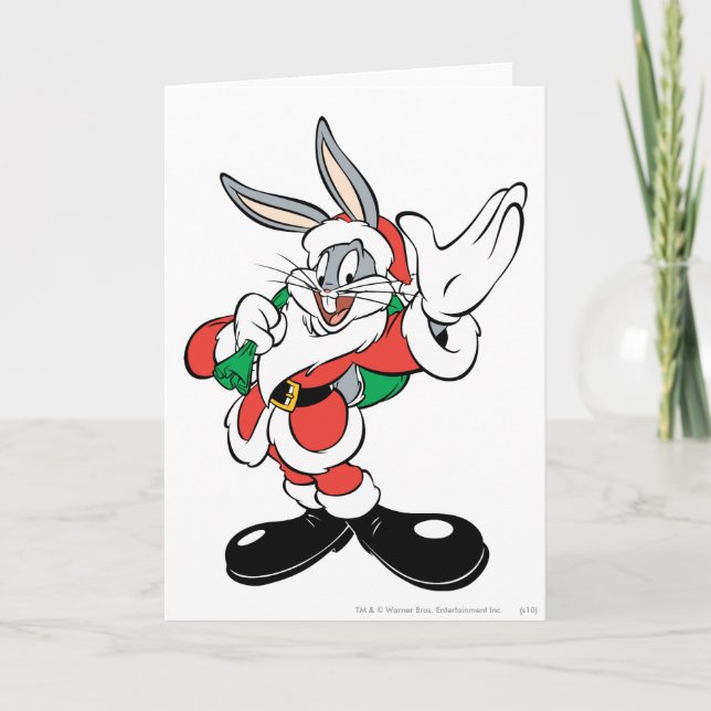 Cartes Pour Fêtes Annuelles BOGS BUNNY™ Père Noël Waving (Devant)