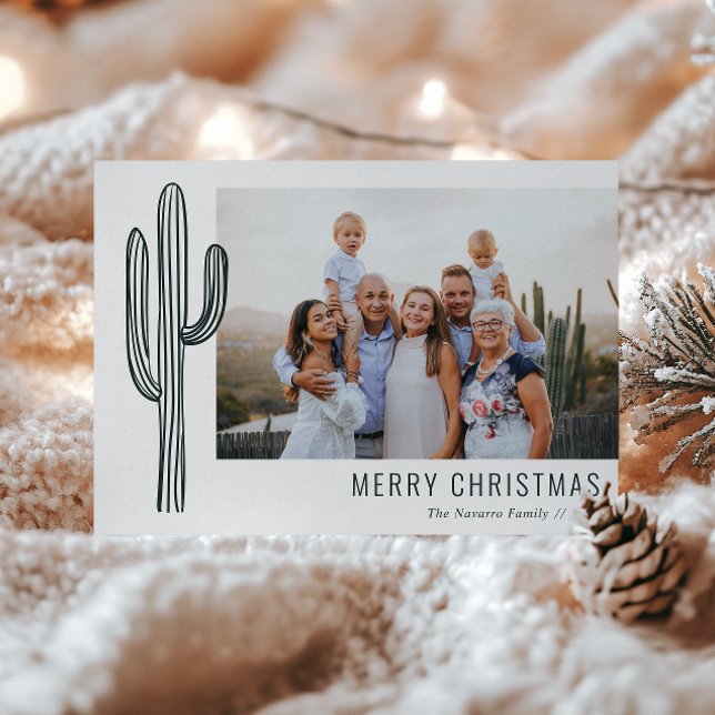 Cartes Pour Fêtes Annuelles Bohemian Desert Cactus Family Photo Holiday Card (Créateur téléchargé)