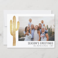 Bohemian Desert Cactus Family Photo Holiday Card