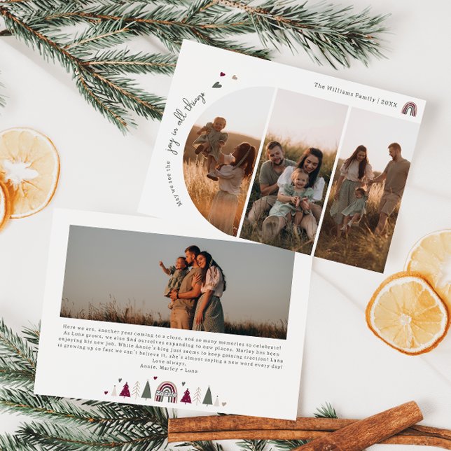 Cartes Pour Fêtes Annuelles Boho Arc-en-ciel & Coeurs Joie En Toutes Choses 4  (Créateur téléchargé)