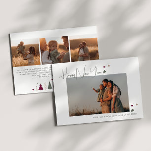 Cartes Pour Fêtes Annuelles Boho Arc-en-ciel et Coeurs Quatre photos Bonne ann