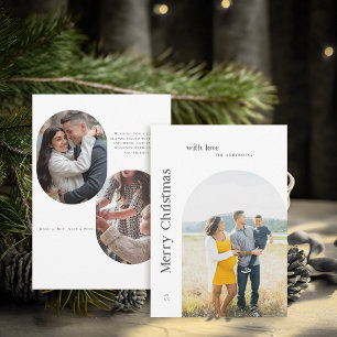 Cartes Pour Fêtes Annuelles Boho Arch minimaliste Vintage BW photo Noël