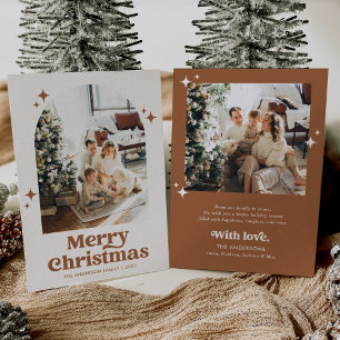Cartes Pour Fêtes Annuelles Boho Burn Orange Arch Joyeux Noël Photo