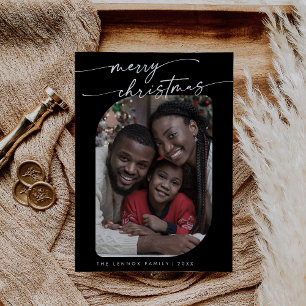 Cartes Pour Fêtes Annuelles Boho Chic Dark Black Photo Joli Joyeux Noël