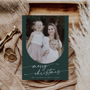 Cartes Pour Fêtes Annuelles Boho Chic Dark Green Photo Boho Famille Noël