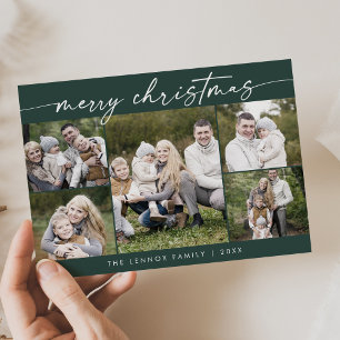 Cartes Pour Fêtes Annuelles Boho Chic Dark Green Photo Boho Joyeux Noël
