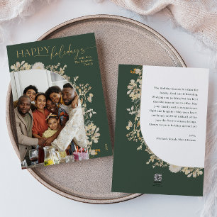 Cartes Pour Fêtes Annuelles Boho Chic Green Gold Photo Holiday Card w. Message