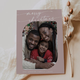 Cartes Pour Fêtes Annuelles Boho Chic Rose Rose Photo Joli Joyeux Noël