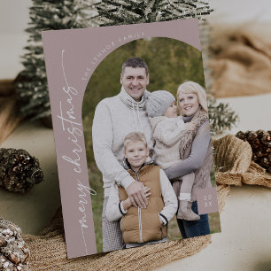 Cartes Pour Fêtes Annuelles Boho Chic Rose rose Photo moderne Joyeux Noël