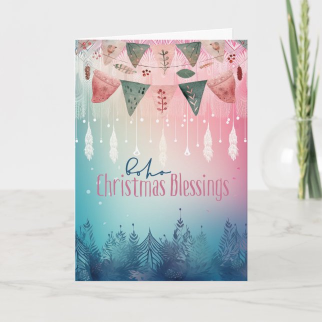 Cartes Pour Fêtes Annuelles Boho Christmas Blessing Non-Photo Christmas Card (Devant)