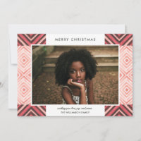 Boho Christmas Watercolor Carreaux | Rouge | Photo
